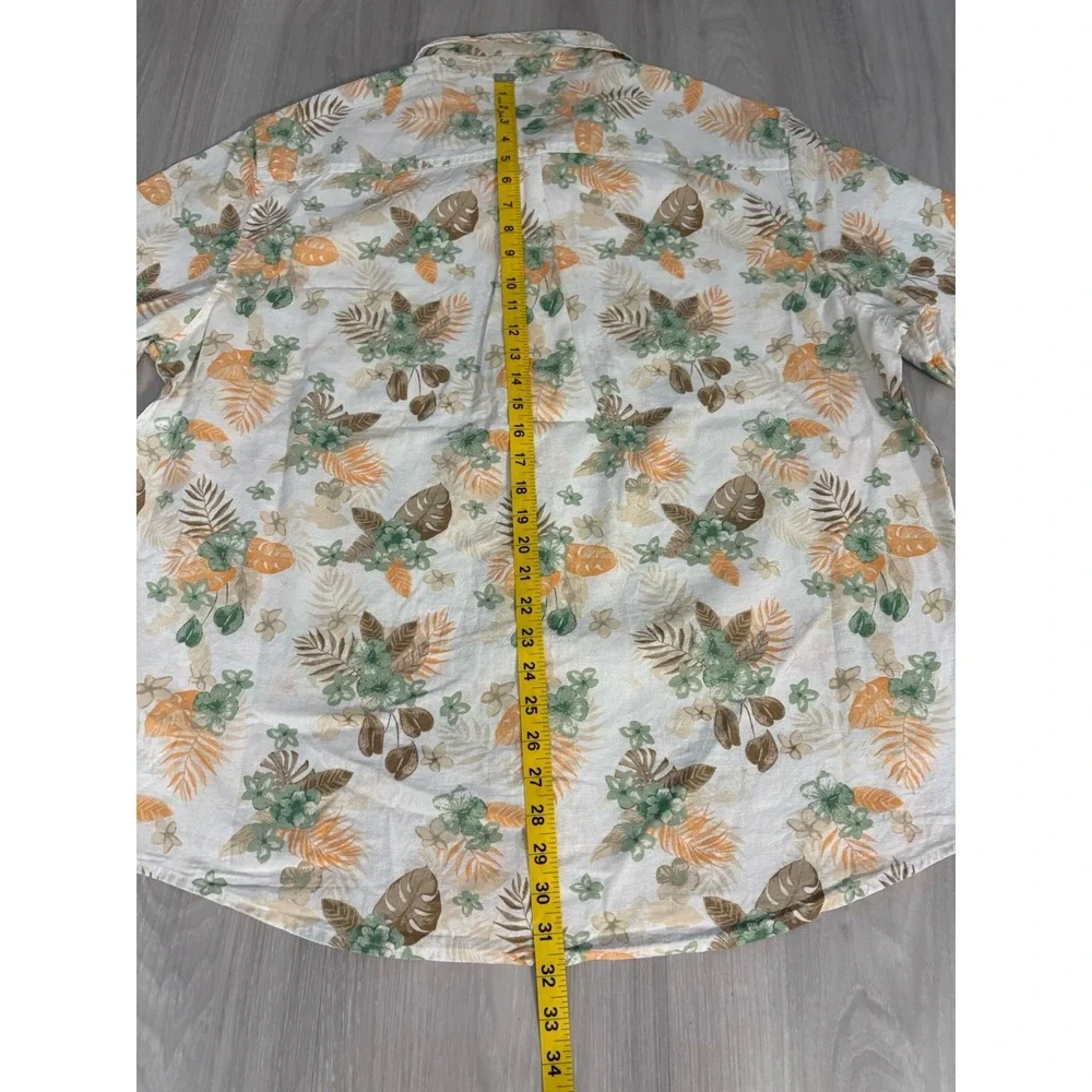 Chaps Mens Shirt Seacoast Wash Floral Palm Button Down Green Orange XXL NWT